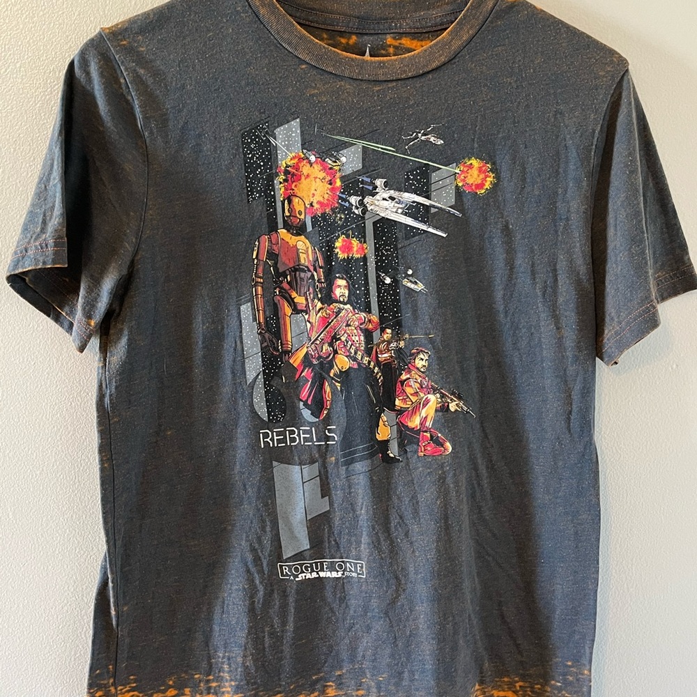 Disney Parks Star Wars Rogue One Bleached Youth Short Sleeve Shirt Large